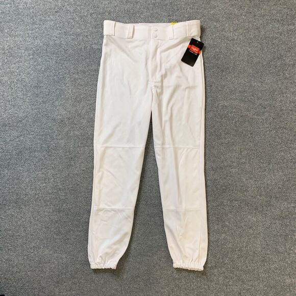 Rawlings Baseball Pants Mens M Medium White Elastic Ankles Relaxed Stretch - Picture 2 of 11